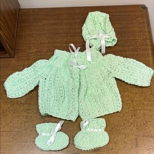 Mint Green Knitted Baby Set